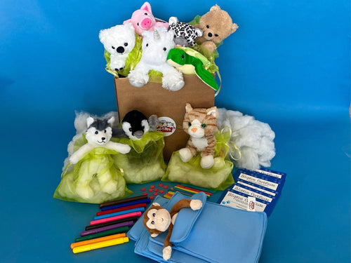 Individually pack slumber party teddy making kits