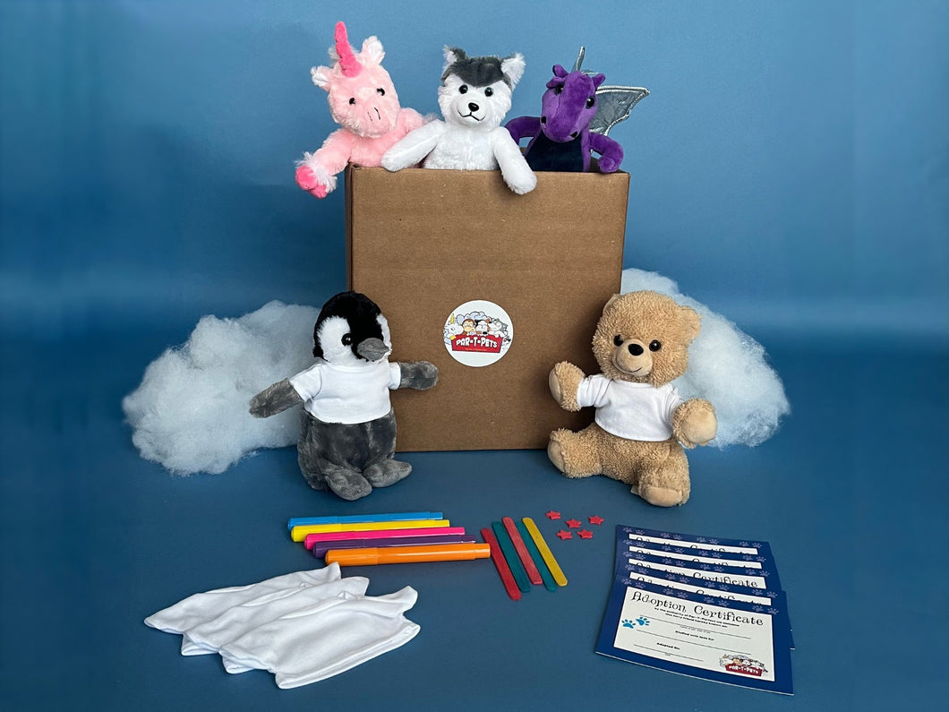 Plush teddy making kits 5 pack with shirts