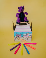Load image into Gallery viewer, Plush Dragon in gable box kid decorated