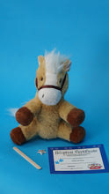 Load image into Gallery viewer, Plush 8 inch horse with adoption certificate and wishing star and stuffing stick