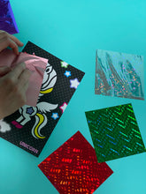 Load image into Gallery viewer, Unicorn Foil art kit with Unicorn image and individual foil sheets how to make 