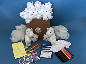 White Plush Unicorn making kits with sandart Unicorn theme crafts