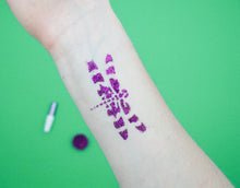 Load image into Gallery viewer, final result temporary glitter tattoo