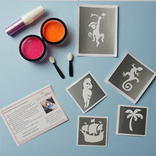 Load image into Gallery viewer, tropical theme temporary glitter tattoo kits