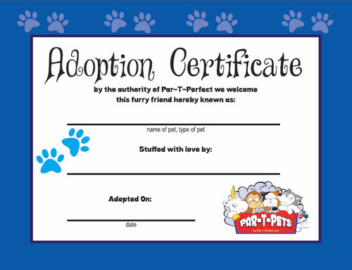 Certificats d'adoption gratuits téléchargeables