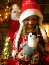 Load image into Gallery viewer, Girl at Christmas with Penguin plush stuffy