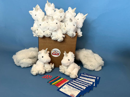 White Unicorn Plush with silver hooves and horn Teddy Making Kit 10 pack Basic
