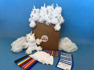 White Plush Unicorn with silver hooves and horn 10 pack