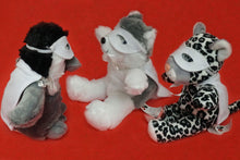 Load image into Gallery viewer, snow leopard husky and penguin stuffy with cape and mask